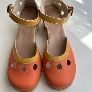 Orange and Yellow Mary Jane Shoes